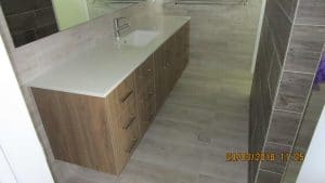 Timber look custom cabinetry in a bathroom