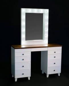 A custom white timber dressing table