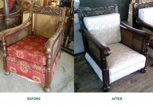 Before and after a vintage chair restoration
