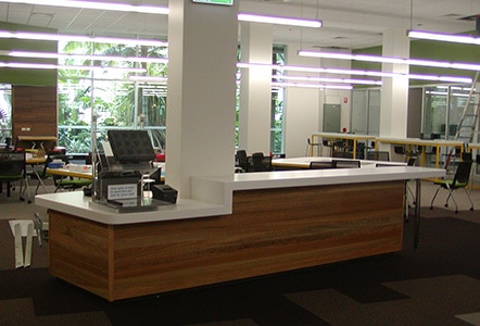 A large reception desk in an office in Rockhampton